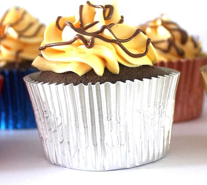 Eoonfirst Foil Cupcake Liners Standard Baking Cups 100 Pcs (Silver)