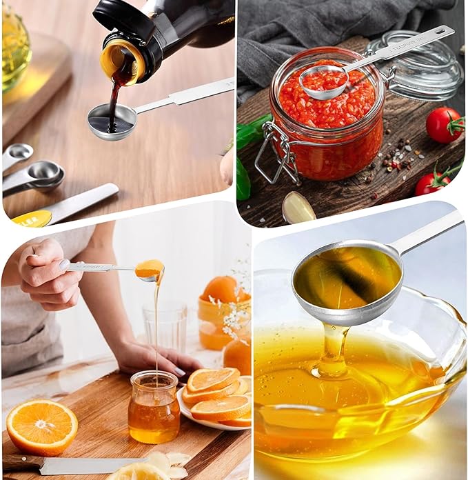 Ouligay 2Pcs 1 Teaspoon (5 mL | 5 cc | 1/3 Tablespoon) Single Measuring Spoon, Stainless Steel Individual Measuring Scoop, Long Handle Metal Measuring Spoons Only