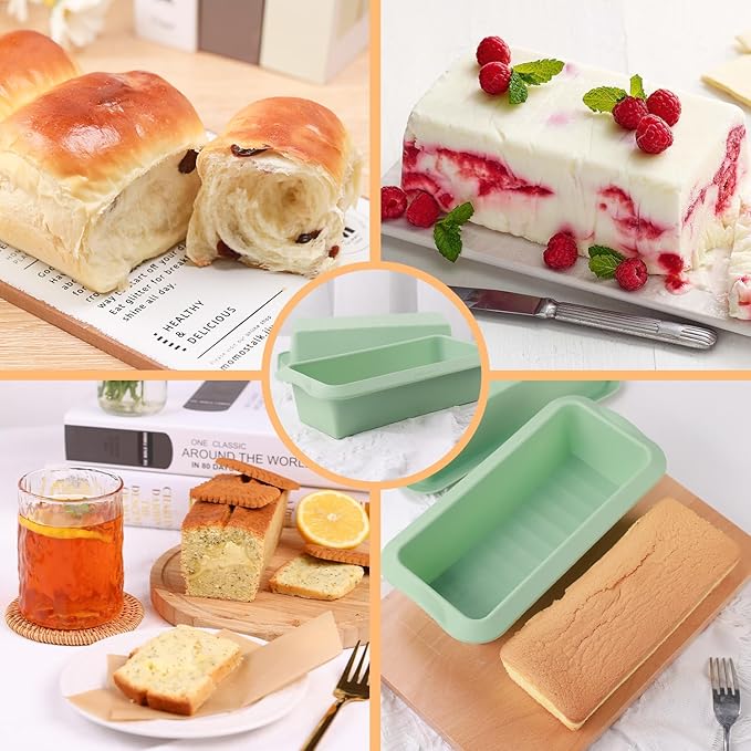 QELEG Silicone Bread Loaf Pans (2 Pack) - Nonstick Silicone Baking Mold for Homemade Bread, Brownies and Pound Cakes QLG0112-10.8x5.4x2.6 inch