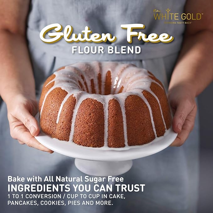 Extra White Gold All Purpose Flour – Gluten Free Flour Blend For Baking & Cooking – [Kosher] [Gluten Free] [Vegan] [Soy Free] [Nut Free] [Dairy Free] – 15.9 Ounces (4 pack)