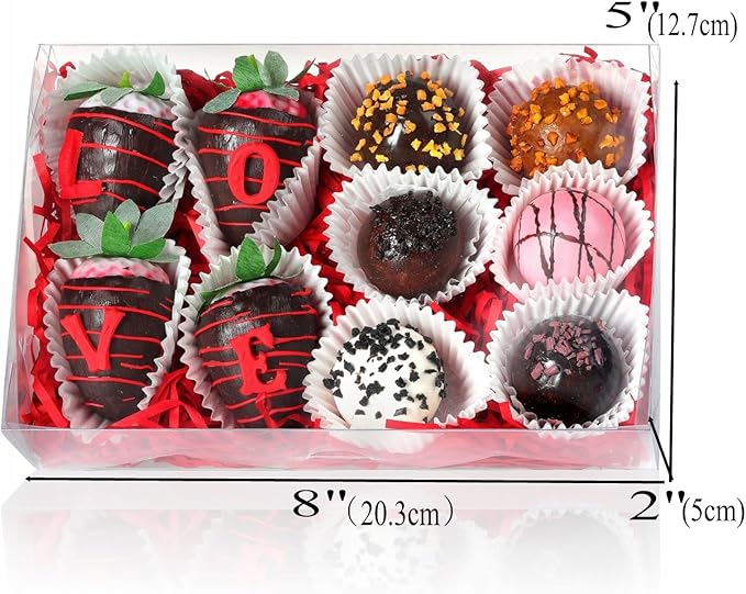 50pcs 8x5x2 Inches Full Clear Chocolate Covered Strawberries Boxes Cookies Cake Pop Cakesickle Macron Chocolate Truffle Cakesickle Bakery Boxes for Christmas