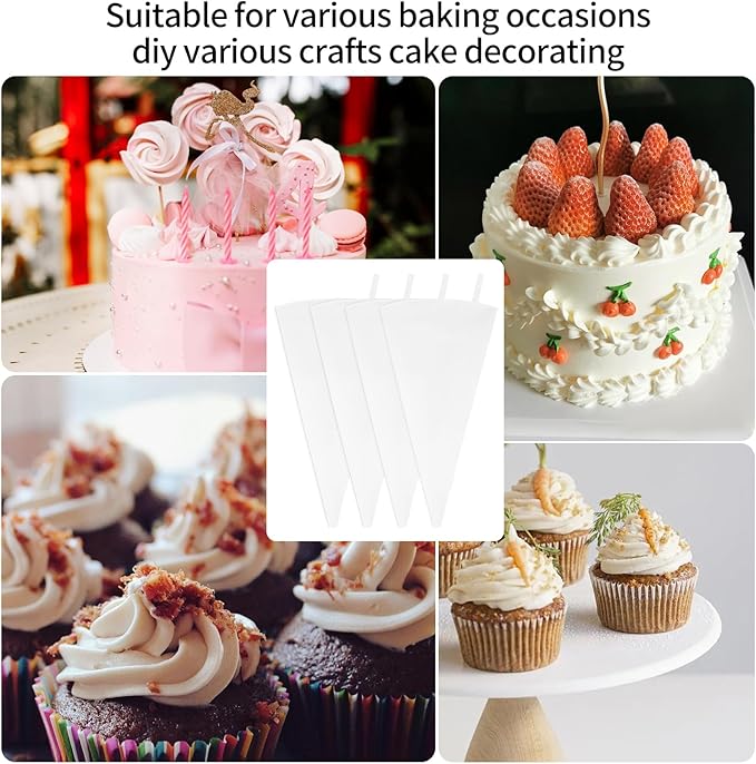 4 Pack 18 Inch Reusable Piping Bags, Cotton Cloth Pastry Bags with Plastic Coating, Professional Tipless Icing Bags for Cake Decorating Cupcakes Cookies Desserts and Baking Supplies