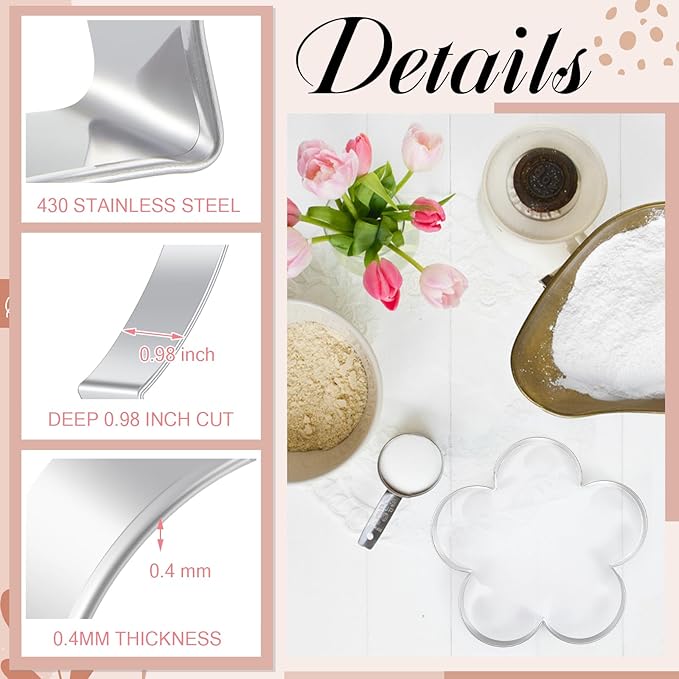 2 Pcs Large Flower Cookie Cutters 8" Extra Large Flower Stainless Steel Giant Cookie Cutters for Winter Holiday Baking