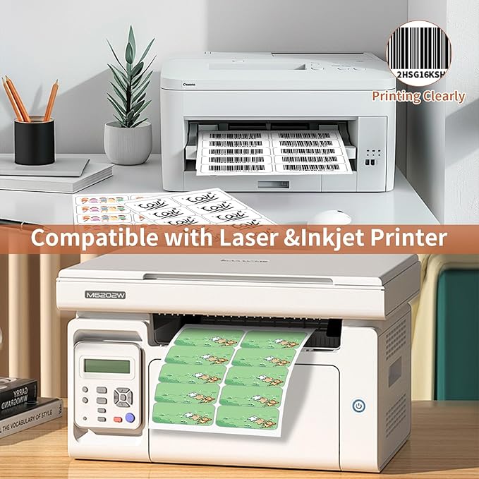 2"x 4" (200 Sheets) Address Labels Sticker Paper for Laser/Ink Jet Printer, Printable and Writable White Sticker Label- Matte, 10 per Page Label (Total 2000 Labels)