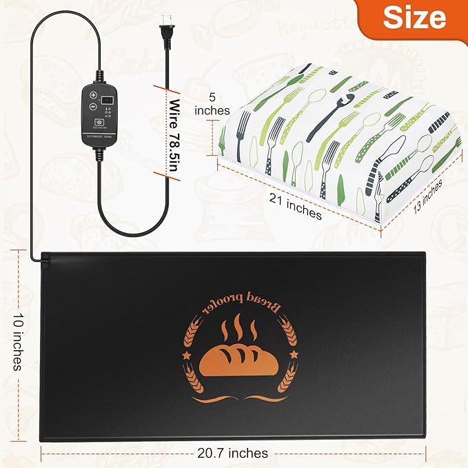 Sourdough Heating Mat Dough Proofing Box Fahrenheit, 59°F - 140°F Adjustable Dough Rising Heating Mat, Heated Bread Mat for Sourdough,Bread Warmer Mat with Sourdough Starter Warmer