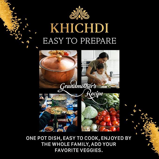 Aryaa Organic Khichdi 220g | Indian Risotto One-Pot Meal with Basmati Rice, Lentils & Ayurvedic Spices | High Protein, High Fiber, Vegan, Gluten-Free, Non-GMO, Easy to Digest, Ideal for Detox & Clean Eating
