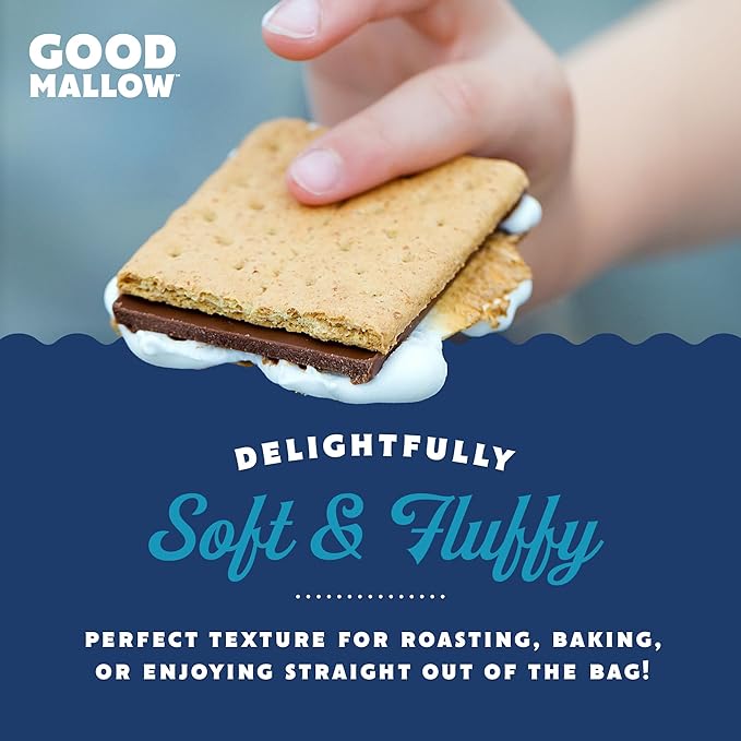 GoodMallow Vegan Marshmallows - Large Kosher Gluten Free Dairy Free Healthy Marshmallows - Natural Gelatin Free for Hot Chocolate, Smores, Baking - Nothing Artificial, Vanilla