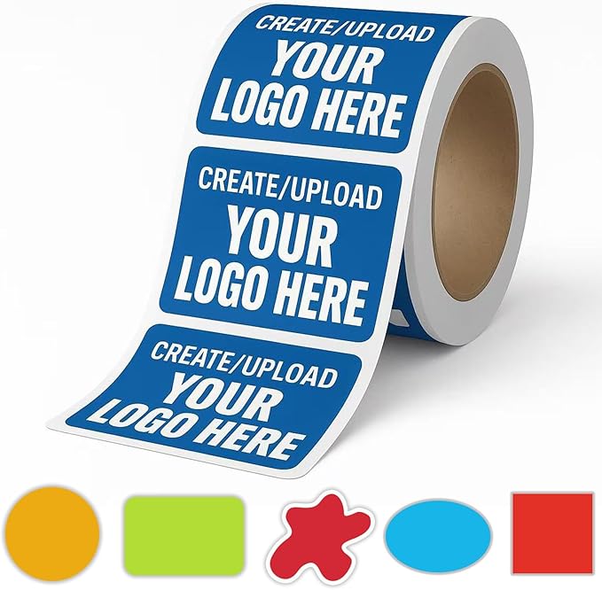 Custom Stickers Personalized Labels on Roll – Waterproof Vinyl Sticker Customized with Logo, Text or Image | Custom Stickers for Business Logo, Thank You Labels,Name Sticker – Multi Sizes & Shapes