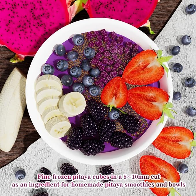 Fraunitsh Freeze-Dried Dragon Fruit, 8.82oz (250g), Natural Pink Pitaya Dragon Fruit Cubes Snack, No Sugar Added, Dragonfruit Bits for Smoothie Bowls, Yogurt Toppings, Desserts & Healthy Eating