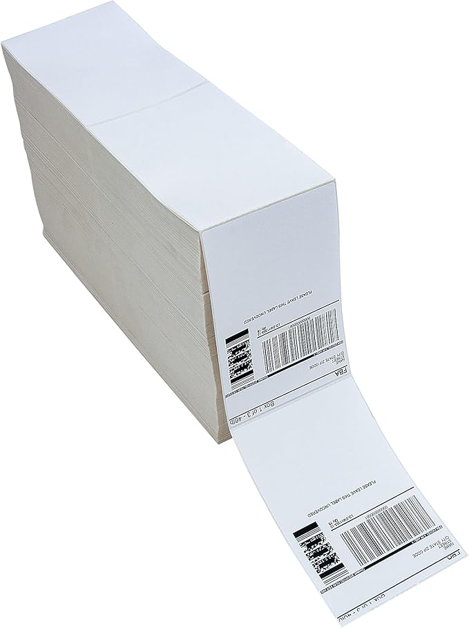 L LIKED 6000 4x6 Thermal Labels Fanfold, Direct Thermal Shipping Labels - Perforated and Strong Adhesive