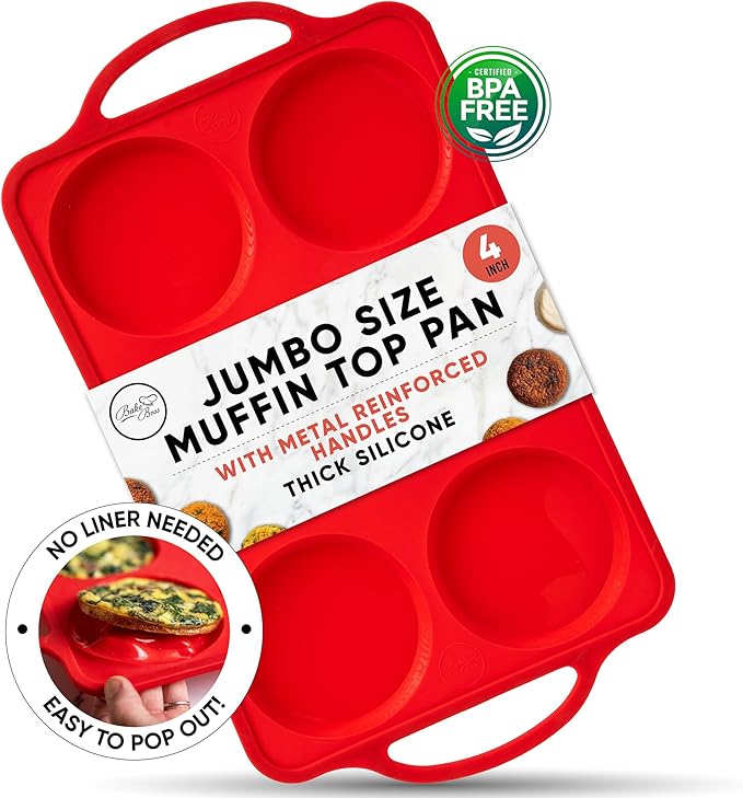 Jumbo Top Silicone Muffin Pans for Baking - Silicone Jumbo Muffin Pan 6 Cup- Cupcake Pans for Baking, Muffin Top Pans Non Stick – Easy Release, BPA-Free, Oven Safe, 4 Inch Jumbo Size Egg
