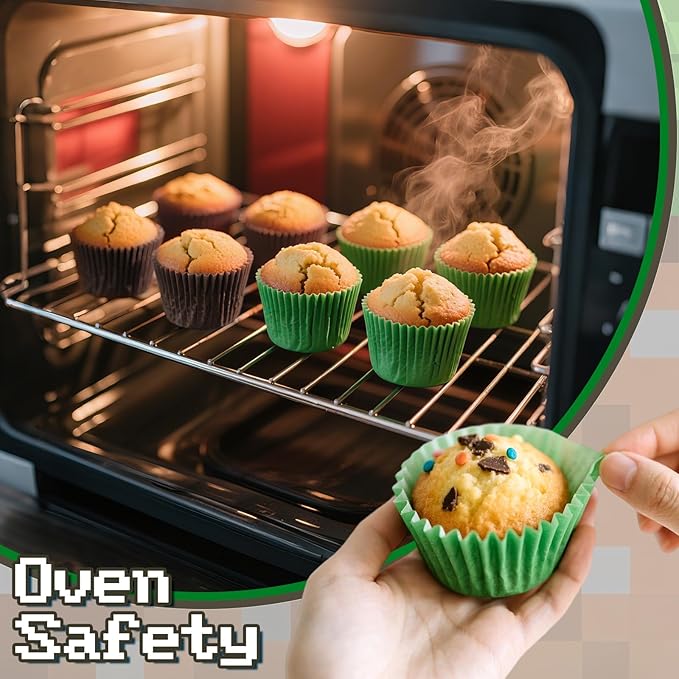 200PCS Brown and Green Cupcake Liners Mini Muffin Baking Cups Wrappers for Green and Brown Birthday Party Supplies Disposable Pastel Cupcake Papers for Botanical Garden Tea Party Decorations