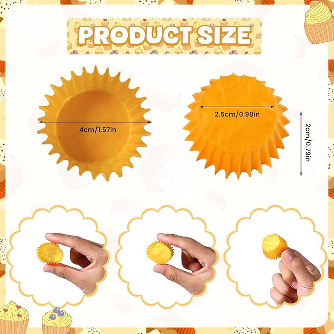 1000pcs Mini Cupcake Liners Small Muffin Liners Candy Paper Cups Cupcake Wrappers Baking Cups for Wedding Birthday Holiday Party Baby Shower, Yellow