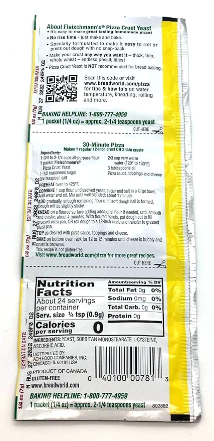 Fleischmann's Yeast Pizza, 0.25-Ounce Pouches 3 Count(Pack of 5)