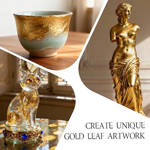 Gold Leaf Adhesive,100ml /3.52oz Water-Based Gold Leaf Glue & 100ml /3.52oz Protective Varnish with 2 Brushes - Ideal for Craft, Painting, Arts, DIY Projects