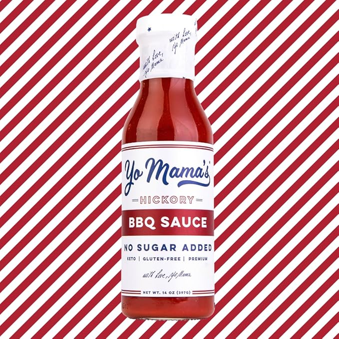 Yo Mama's Foods Keto Hickory BBQ Sauce – (Pack of 3) - Vegan, No Sugar Added, Low Carb, Low Sodium, Gluten Free, Paleo, and Made with Whole Non-GMO Tomatoes!