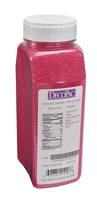 DecoPac Sanding Sugar | Pink Edible Sugar Sprinkles | 33oz | Edible Sanding Sugar in Handheld Container | Made In USA | Sugar Sprinkle Mix For Cakes, Cupcakes, Cookies, Extra Large Pack | 33 Ounce - Pink