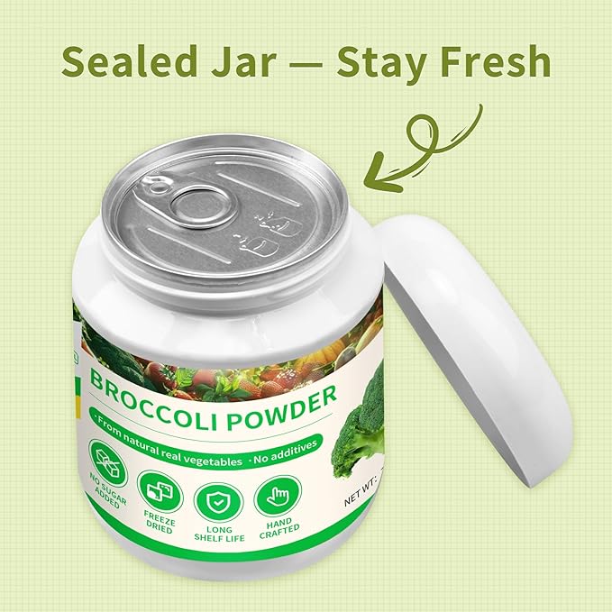 GaoGaoFen Freeze-Dried Broccoli Powder,7.05oz/200g,Green Superfood for Smoothie,Drinks,Cooking,Rich in Nutrients,100% Natural No Additives