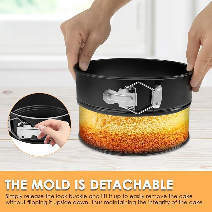 Cake Pan Set of 3, Nonstick Springform Pans with Removable Bottom, Leakproof Stainless Steel Round Cake Pans, 4, 7, 9 Inch Spring Form Pan for Cheesecake with 50 Pcs Parchment Paper Liners