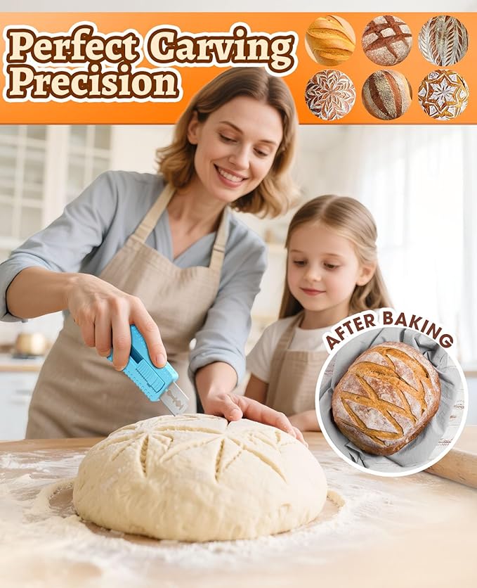 Extractable & Magnetic Bread lame Dough Scoring Tool, Professional Sourdough Bread Baking Supplies & Bread Knife for Sourdough - Scoring Patterns Booklet & 5 Razor Blades