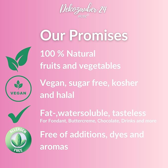 Dekozauber24 Natural pink food coloring, 0.35oz edible powder, dye free, vegan, plant based and gluten free color for baking