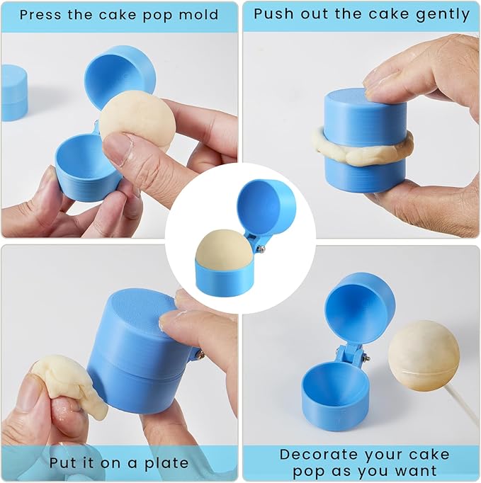 2 Pcs Cake Pop Molds with 100 Sticks,3D Printed Cake Pop Cutter,Round Cake Pop Mold for Baking,DIY Dessert Cake Pop Maker for Home Baking,Wedding Desserts,Birthday Parties