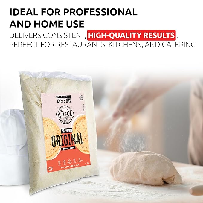 OldSoul Professional Crepe Mix | Original Dough Mix | Classic Flavour | 10 Lbs | 72 Crepes (10 Lbs, Gluten Free)