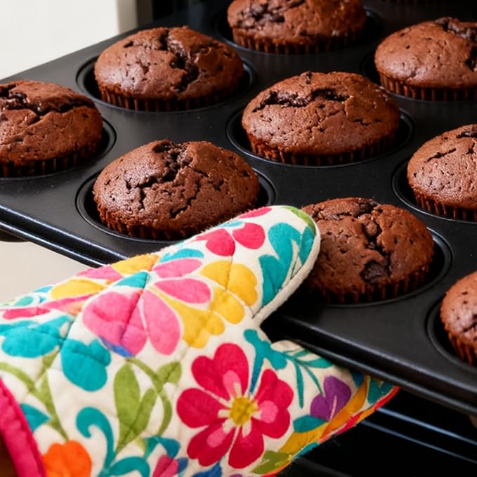 12 Cup Muffin Top Pan, 3 inch Nonstick Steel Baking Whoopie Pies Muffin Cupcake Pan for Eggs Bites, Cookies, Cupcakes, Black, 4 Pack