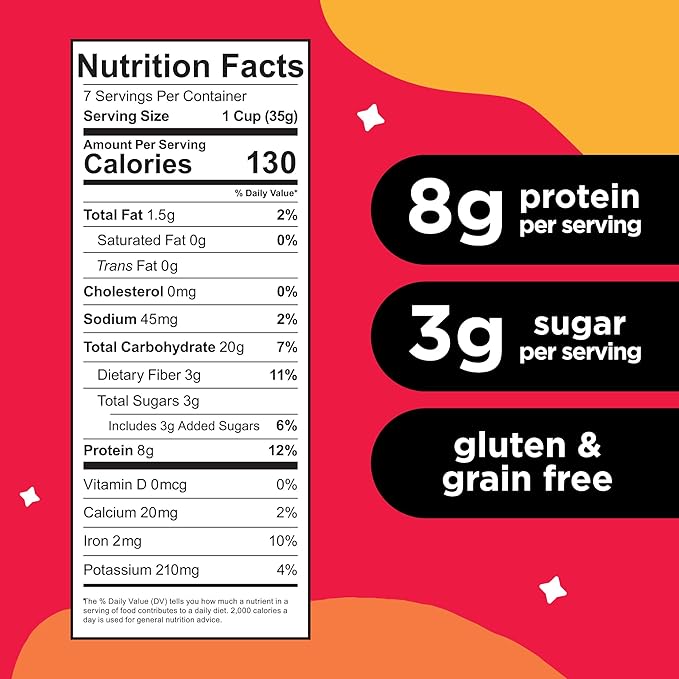 Three Wishes Grain-Free & Protein Cereal - Healthy, Low Sugar & Gluten-Free Breakfast Cereal - Low Carb, Plant-Based, Vegan & Non-GMO - Fruity, 4-Pack