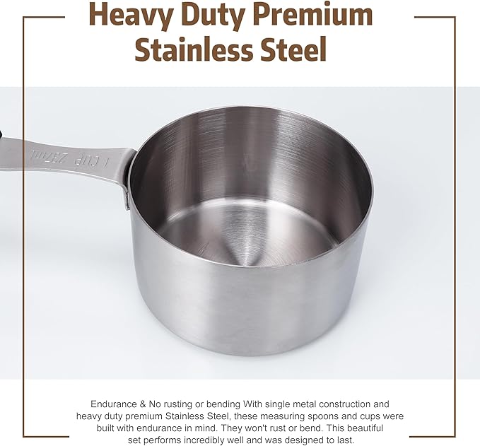 Magnetic Measuring Cups, 1 Cup Stainless Steel Measuring Cup, Dog Food Scoop for Wet & Dry Ingredients， Long Handle, Dishwasher Safe