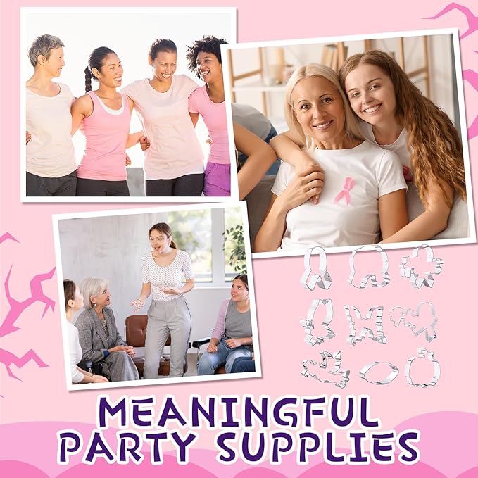 9 Pcs Thanksgiving Stainless Steel Cookie Cutter Bulk Pumpkin Butterfly Ribbon Dove Boxing Glove Reusable Cookie Cutters for DIY Baking Baby Shower Team Breast Cancer Awareness Campaigns