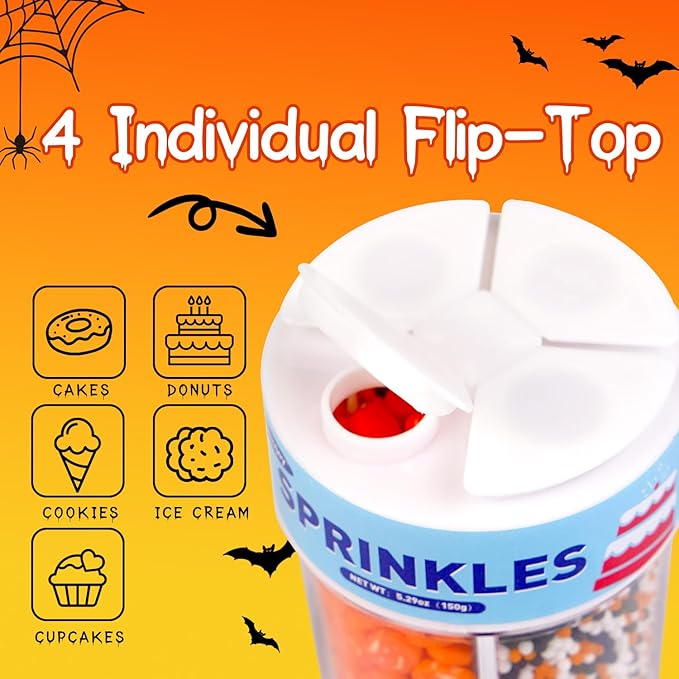 Dazzjoy Halloween Pumpkin Sprinkles, 150g/5.29oz, Edible Orange Sprinkles for Cake Decorating, Edible Cake Decoration & Cupcake Topper