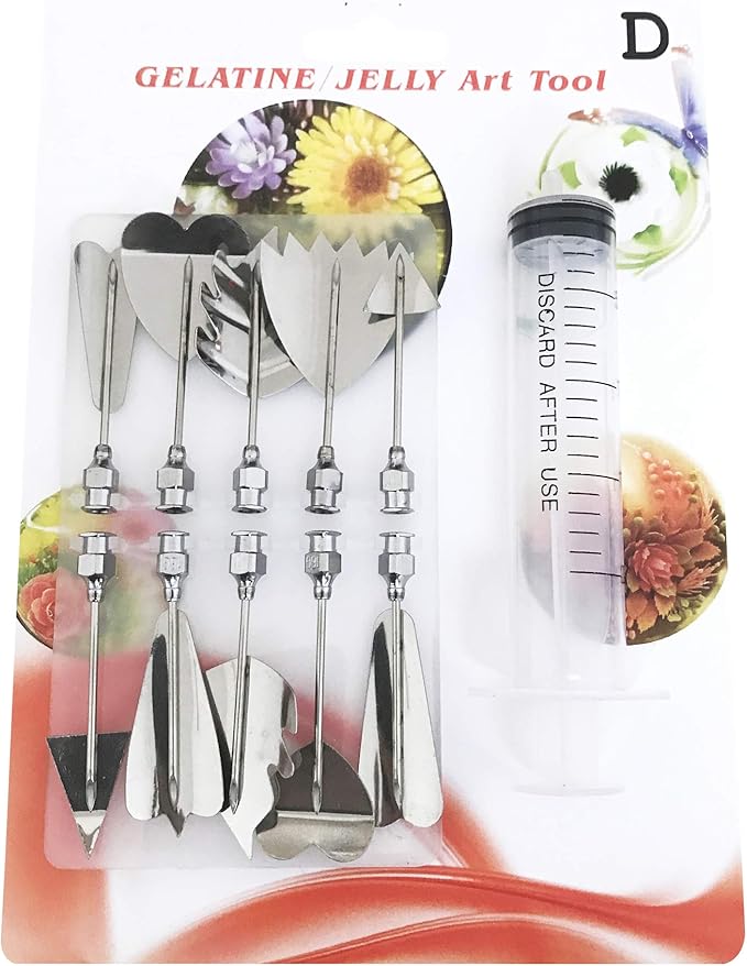 Woohome Art Cake Tools, 3D Gelatin Jelly Tools Includes 60 PCS Gelatin Tools and Making Pudding Pastry Nozzles for Cake Decoration, Jelly Cake making, (Style: ABCDEF)