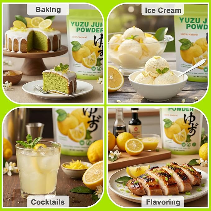 6oz Yuzu Juice Powder - Tangy Japanese Citrus Mix for Drinks, Cocktails, Baking - Instant Yuzu Powder with No Added Sugar for Cooking, Beverages, and More