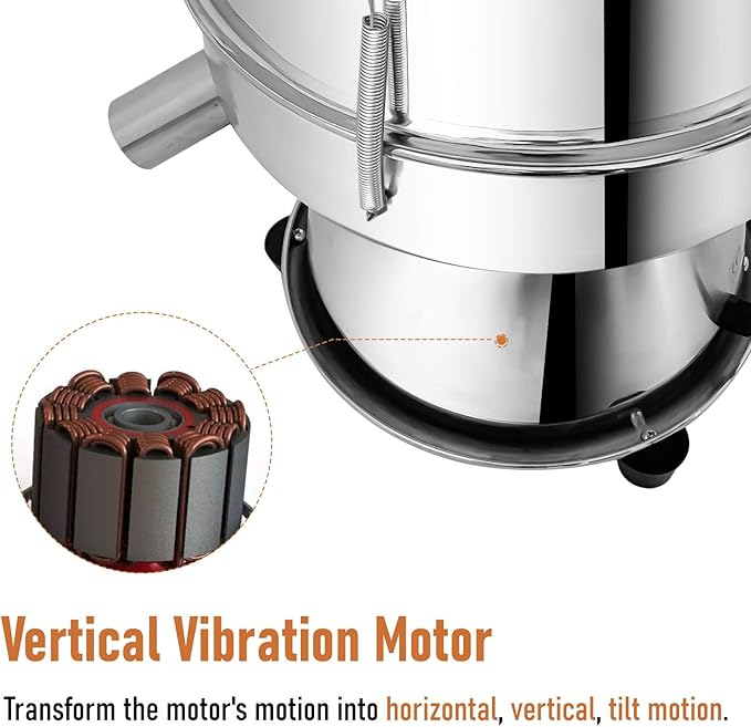 Automatic Vibrating Sieve Shaker – 40 Mesh + 60 Mesh Flour Sifter, Electric 110V 55W Sifter Machine for Flours, Herbal Powder