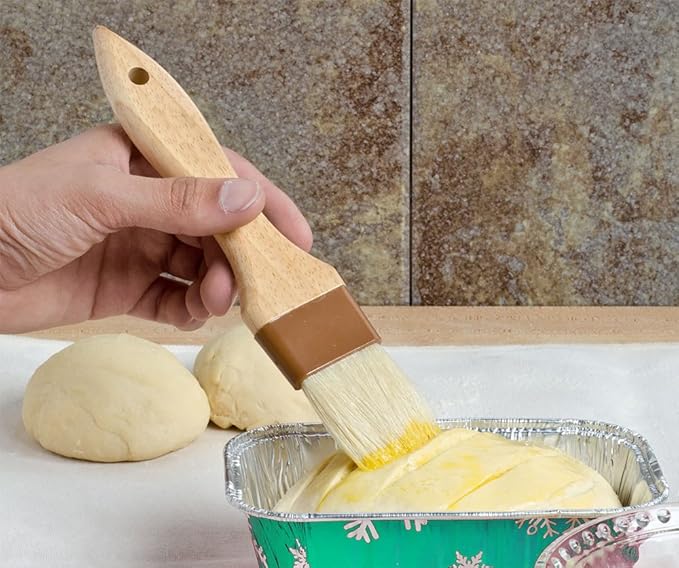 Betolla 1 1/2-Inch Pastry Brush – Natural Boar Bristle Basting & Marinade Brush with Lacquered Hardwood Handle for Cooking, BBQ, and Baking
