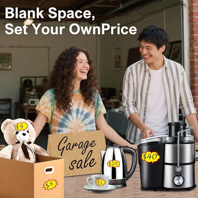 300pcs(2.5x1.65inch) Removable Adhesive Yard Sale Price tag Stickers with Space to Write Pricing, Garage Sale Stickers, Sale Price Labels for Retail, Flea Market, Annual Community Sales