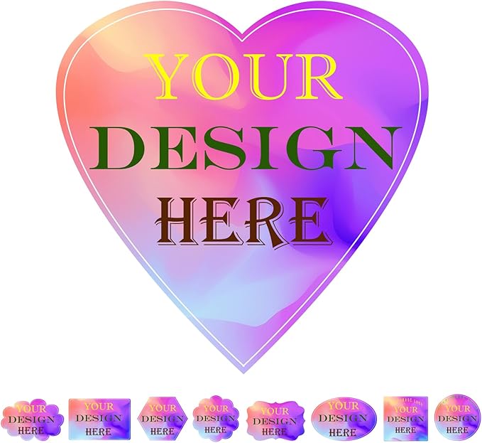 100-1000 PCS Custom Stickers Personalized Labels, JOVELLO Custom Labels Stickers for Business, Logo, Office, Parties, etc - PVC Waterproof Material (Heart)