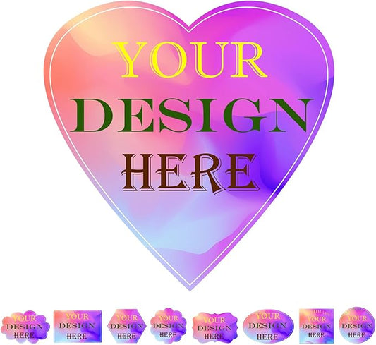 100-1000 PCS Custom Stickers Personalized Labels, JOVELLO Custom Labels Stickers for Business, Logo, Office, Parties, etc - PVC Waterproof Material (Heart)