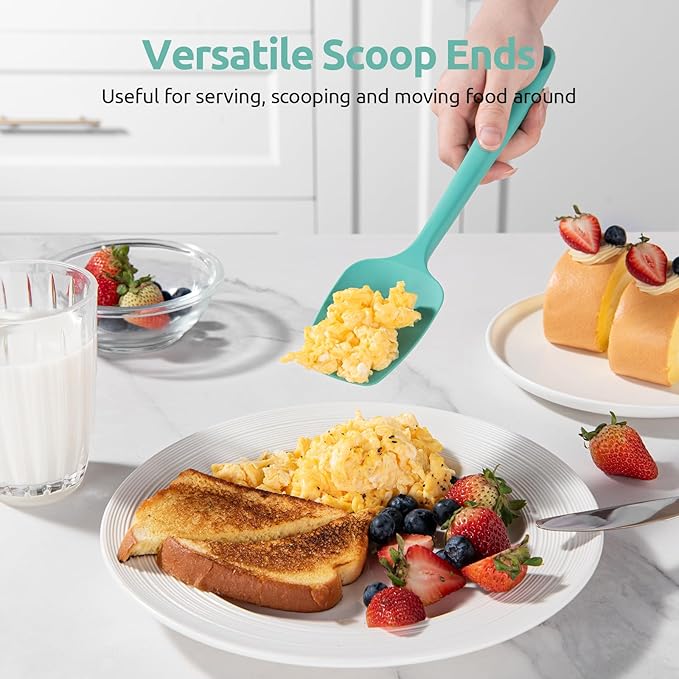 High Heat Resistant Silicone Spatulas: U-Taste 480ºF Hot Proof Food Grade Flexible Silicon Baking Scraper, Food Grade Rubber Kitchen Cooking Mixing Utensils for Nonstick Cookware Set of 4 (Aqua Sky)