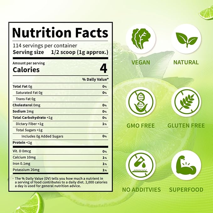 NutraBloom Lime Powder 8 Ounce, Natural Vitamin C Taste Drinkability, No Sugar or Additives Freeze Dried Lime Juice Flavor Powder for Baking, Smoothies, Beverages