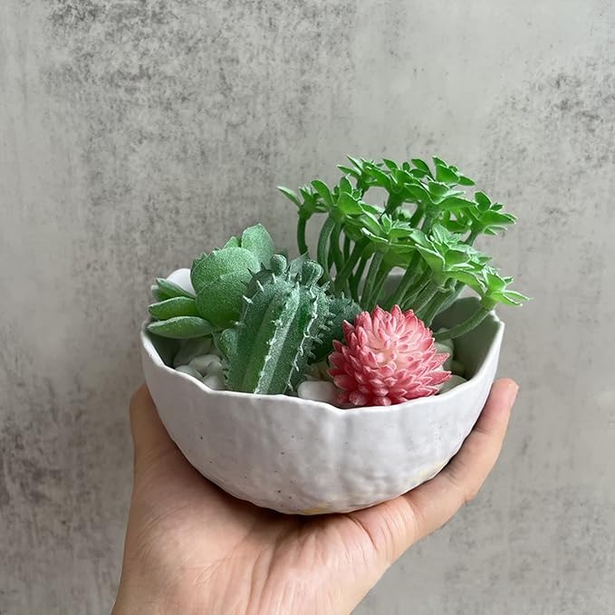 Geometric Flower Pot Silicone Mold Succulent Planter Vase Cactus Concrete Mold Epoxy Resin Candle Pen Holder Plaster Cement Clay Mould (Bowl Shape)