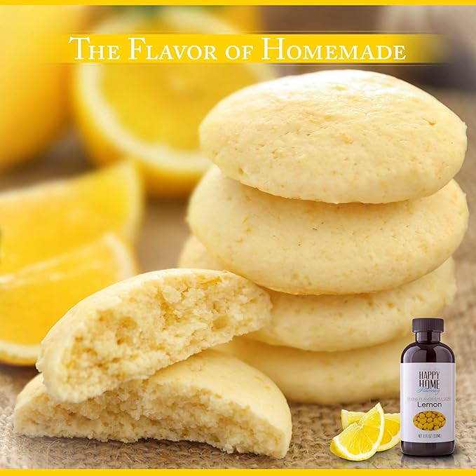Happy Home Flavoring Natural Lemon Baking Flavor Emulsion - Certified Kosher, 4 oz.