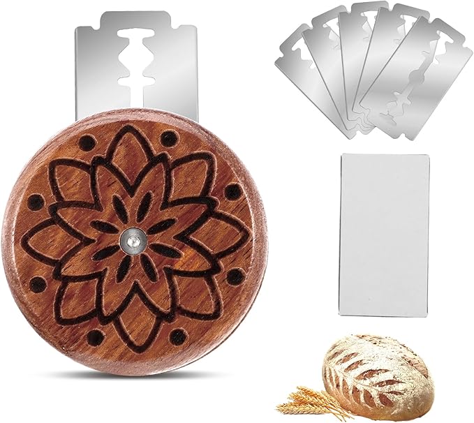Bread Lame Sourdough Scoring Tool, Wooden Dough Scoring Knife with 5 Razor Blades, Ergonomic UFO Bread Lame Knives Sourdough Razor Scorer Breads Bakers Slashing Baking Tool