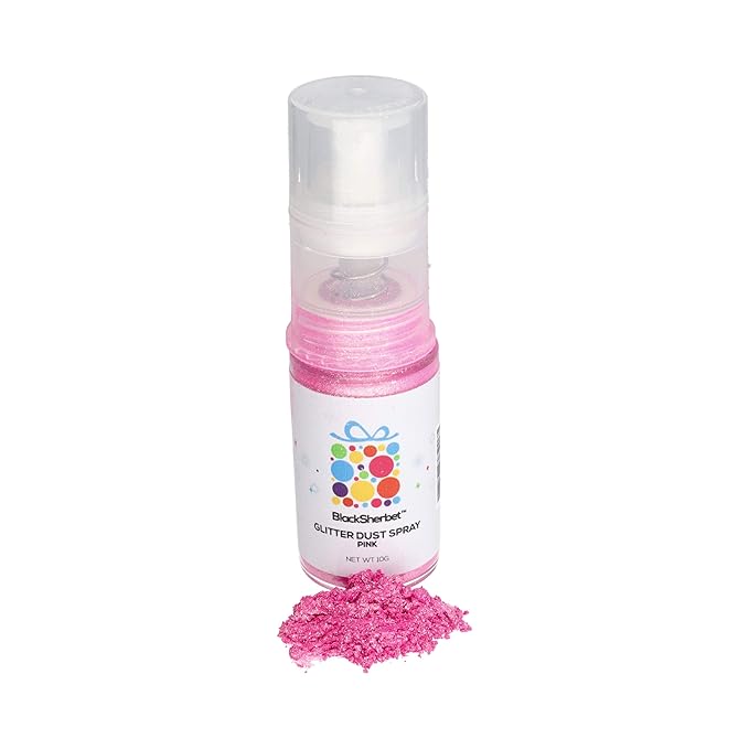 Blacksherbet Edible Glitter Spray, (10g) | 100% Edible | Cakes, Cupcakes, Cocktails, Edible Drink Glitter, Chocolate. Food Grade Glitter & Dusts. Kosher (Pink)