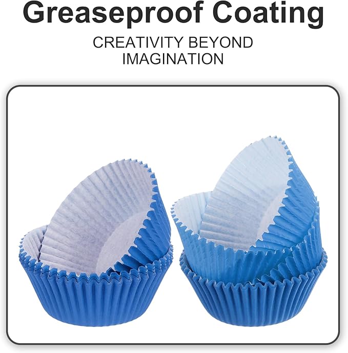 uxcell 100 Pcs Cupcake Liners, Muffins Paper Baking Cups Wrappers Standard Greaseproof for Baking Cupcake Wrapper, Blue