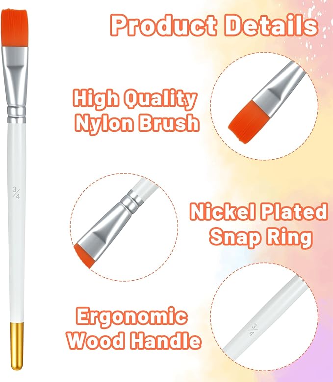 10Pcs Cake Painting Brushes Set, Soft Food Safe Cake Paint Brushes for Dusting Edible Glitter, Edible Color Pastry, Cookie, and Cakes Decoration