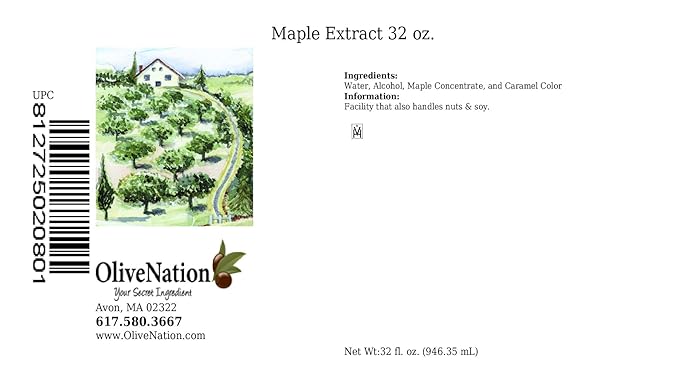 OliveNation Maple Extract PG Free, Real Maple Extract for Baking, Brewing, Cooking, 32 ounces