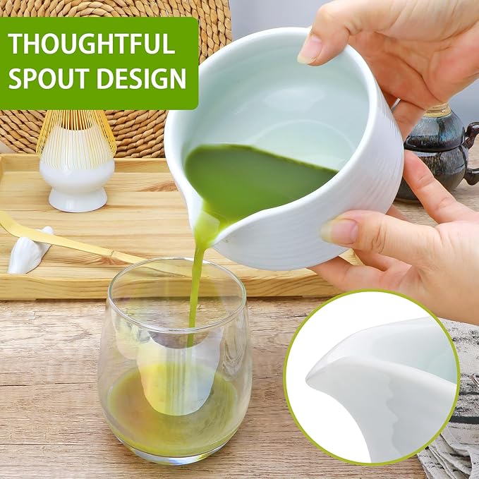 Matcha Whisk Set,7pcs Matcha Set includes Matcha Bowl (19 oz), Bamboo Matcha Whisk and Matcha Scoop, Matcha Whisk Holder, Stainless Steel Sifter, Tea Making Tools, Matcha Kit Gift for Matcha Lovers
