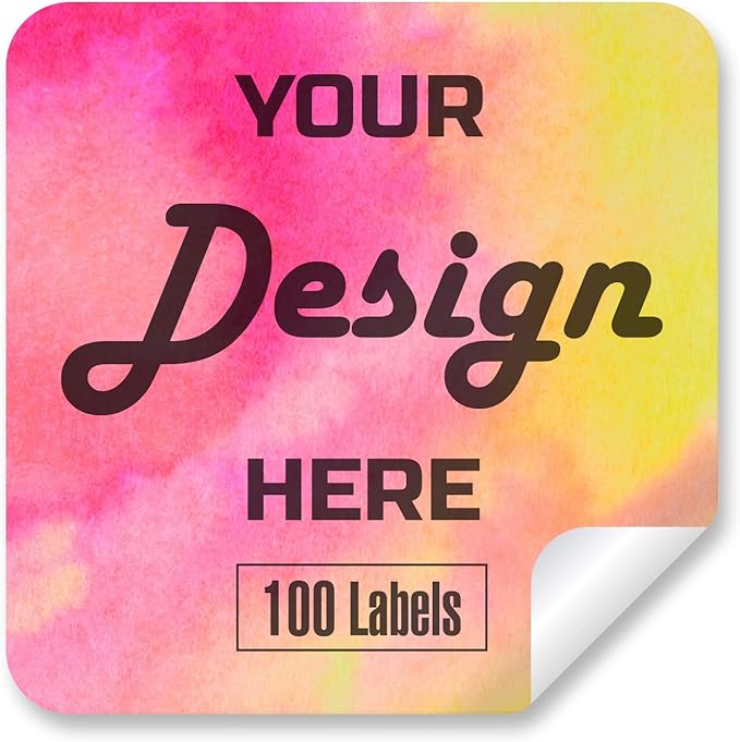 Custom Stickers Personalized Labels - Customized Stickers with Any Design Image Logo Text,Custom Thank You Label Stickers,Custom Stickers for Business Logo,100 Labels (Square, 5.5"x5.5")